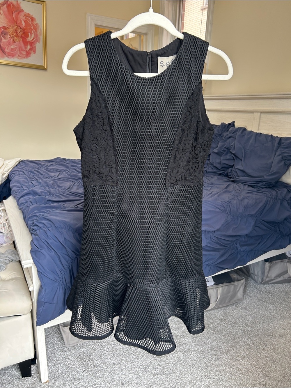 Sea New York black perforated sleeveless lace dress size 4